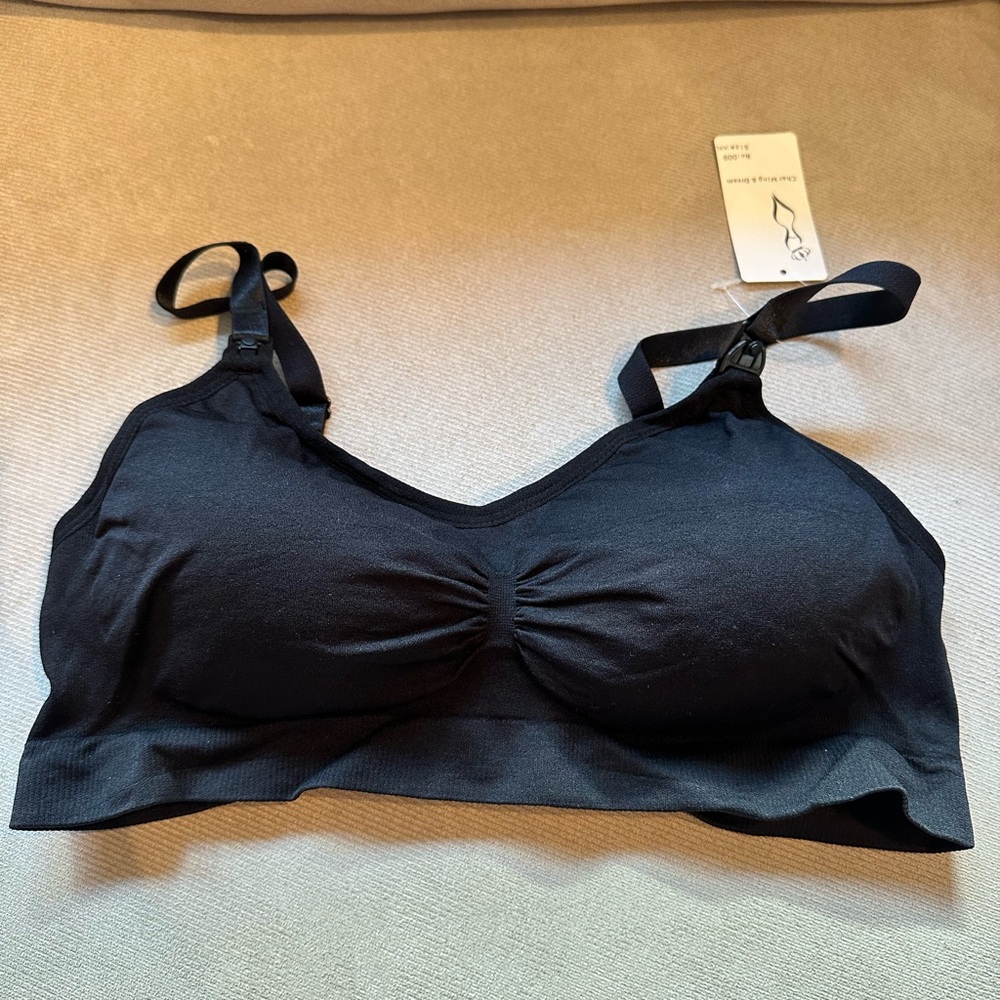 Black Nursing Bra with Adjustable Straps